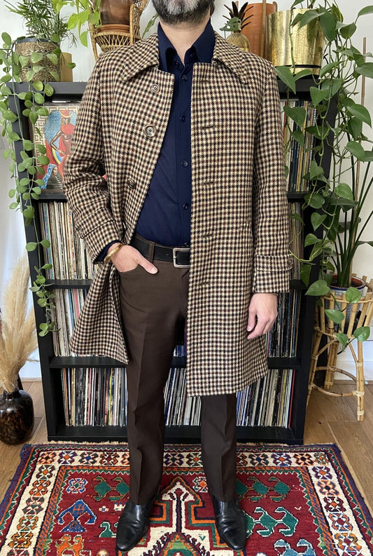 Vintage 1970s Italian Tweed 3/4 Length Overcoat