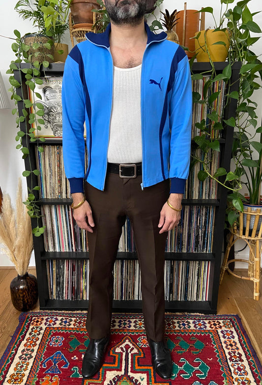 Vintage 1970s Blue Puma Track Top