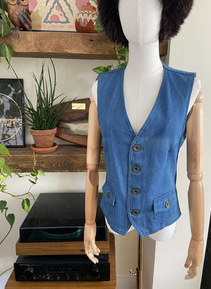 Vintage 1970s Pierre Jeans Denim Waistcoat