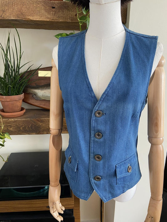 Vintage 1970s Pierre Jeans Denim Waistcoat