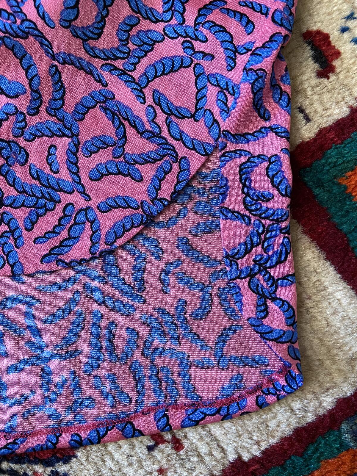 Vintage 1970s Pink Blue Print Top