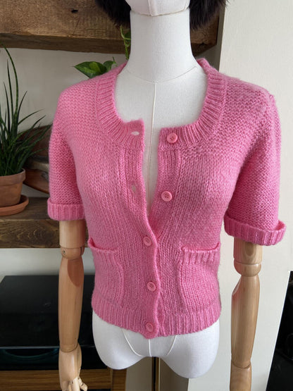 Vintage 1980s Pink Short Sleeved Cardigan