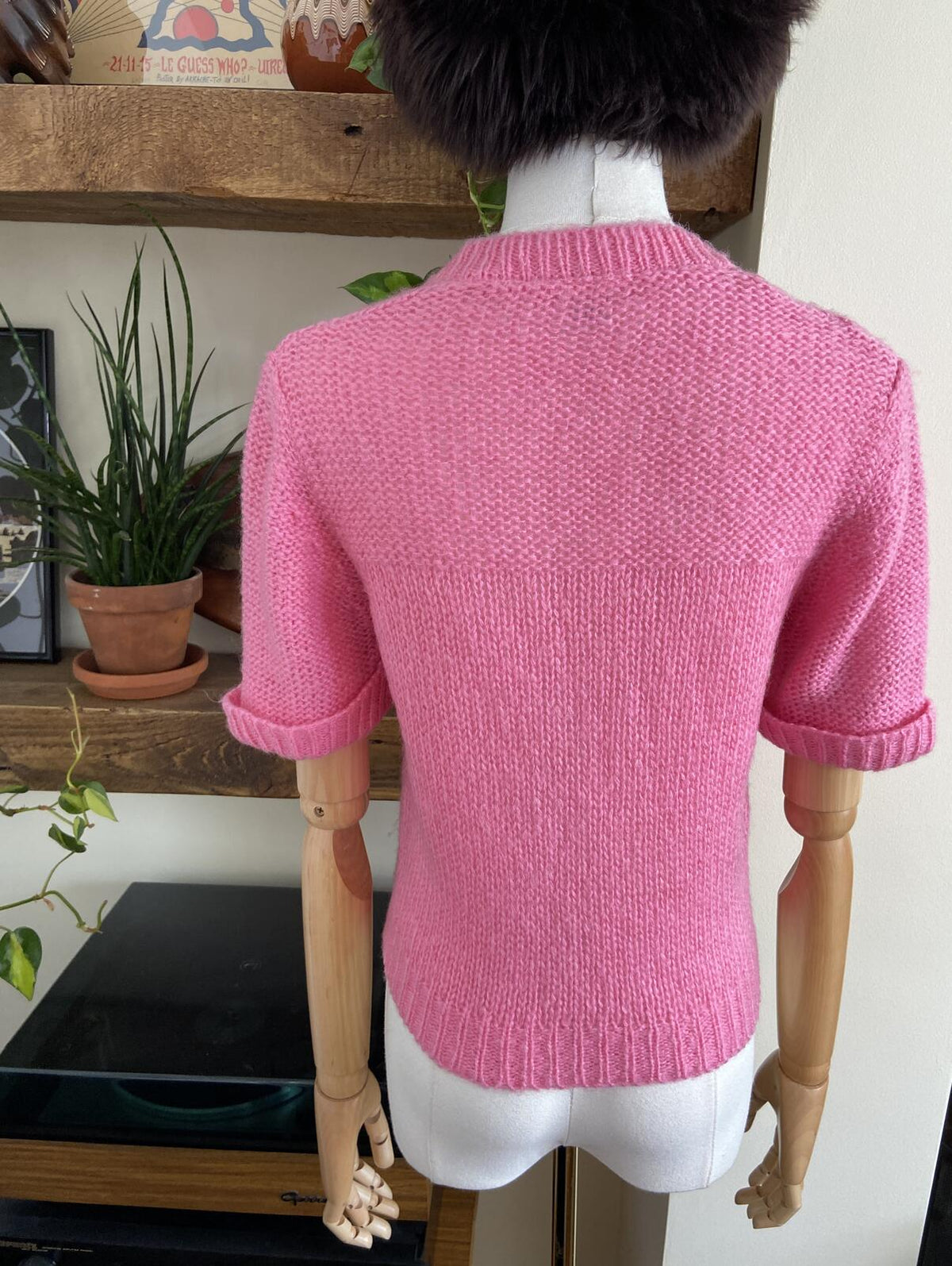 Vintage 1980s Pink Short Sleeved Cardigan