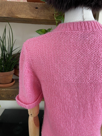 Vintage 1980s Pink Short Sleeved Cardigan