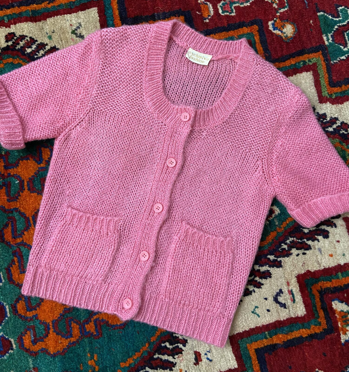 Vintage 1980s Pink Short Sleeved Cardigan