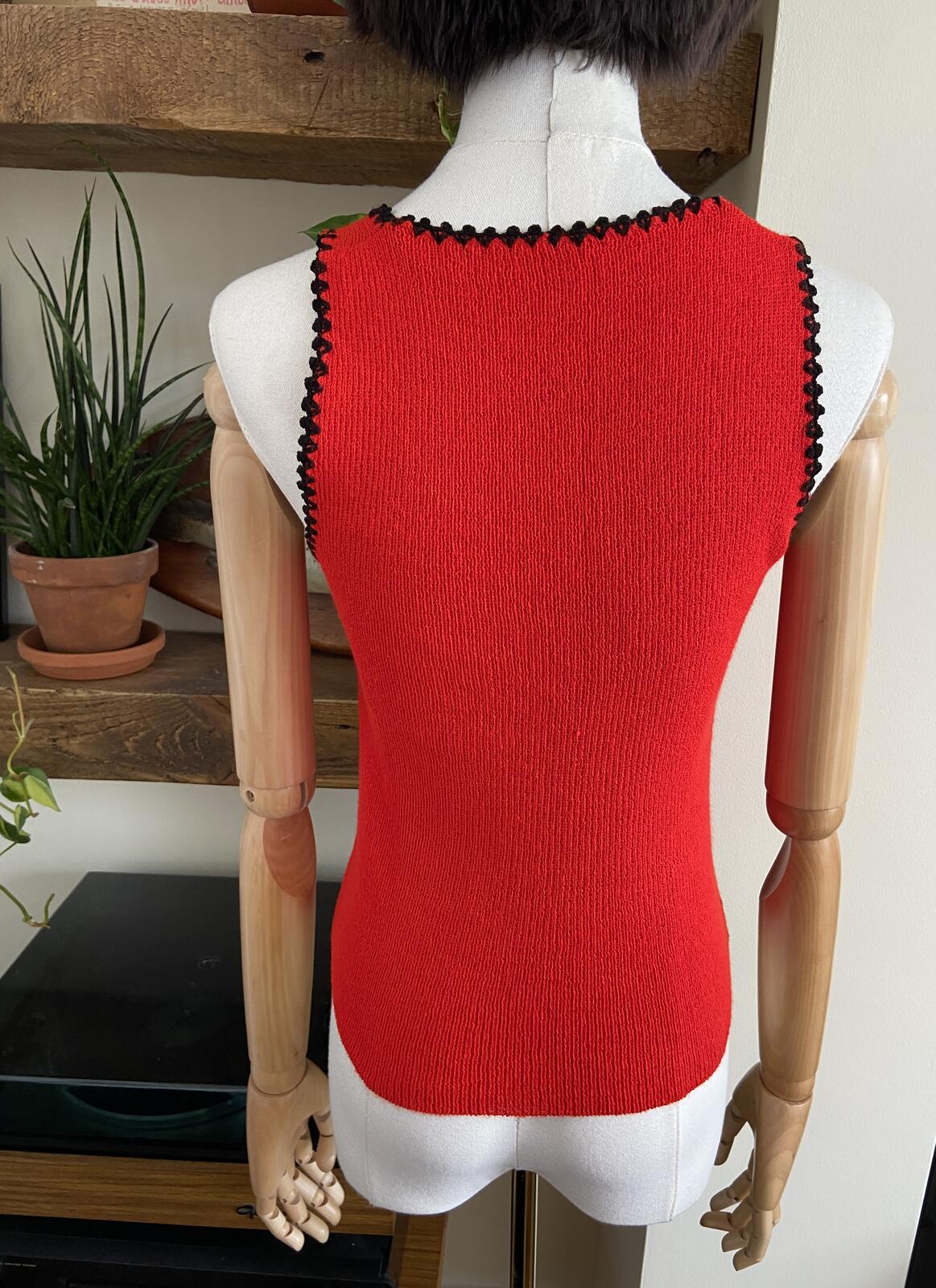 Vintage 1970s Red Black Checkered Vest