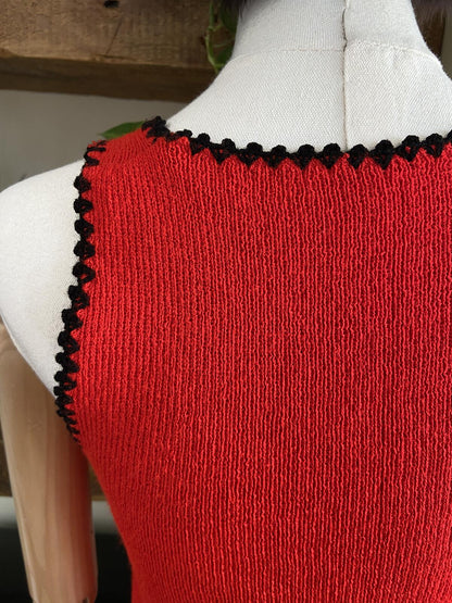 Vintage 1970s Red Black Checkered Vest