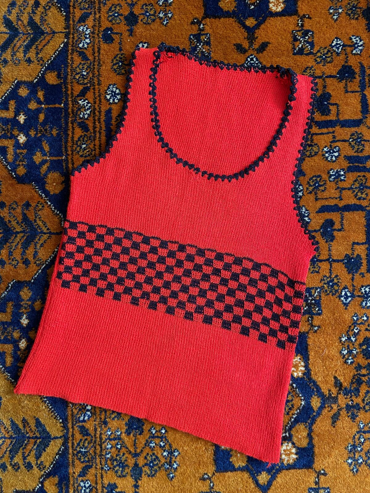 Vintage 1970s Red Black Checkered Vest