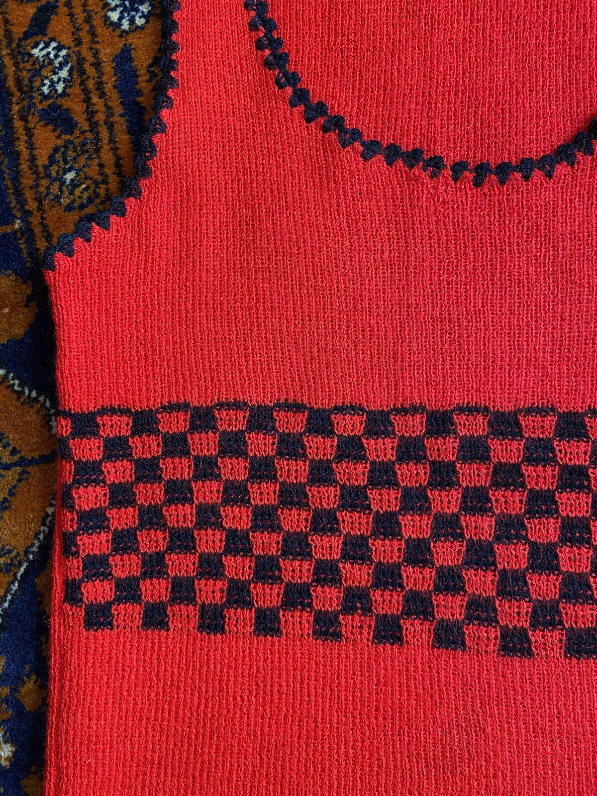 Vintage 1970s Red Black Checkered Vest