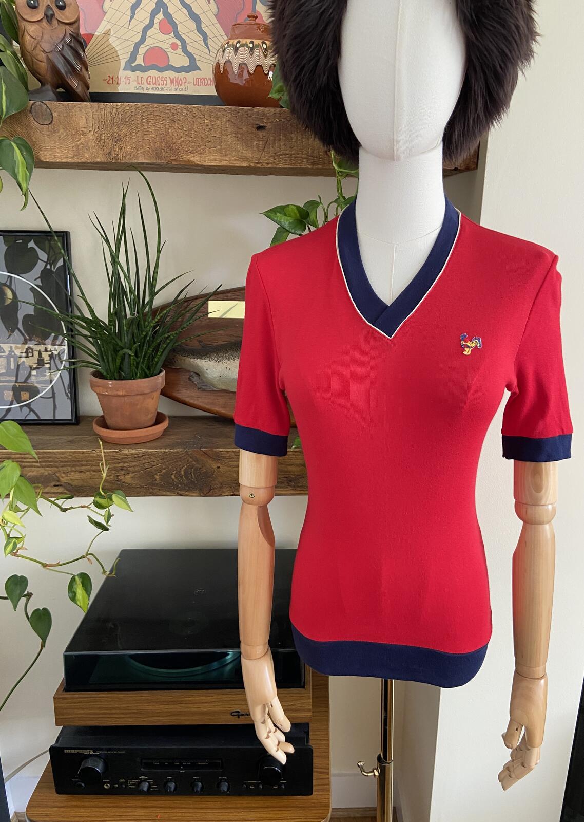 Vintage 1980s Red V-Neck T-Shirt