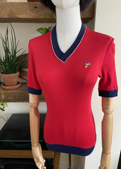 Vintage 1980s Red V-Neck T-Shirt
