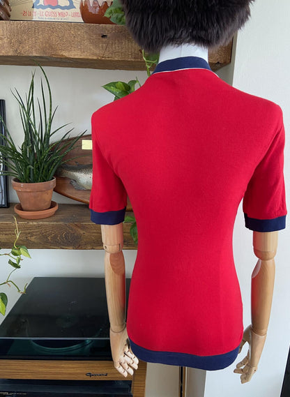 Vintage 1980s Red V-Neck T-Shirt