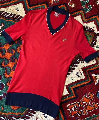 Vintage 1980s Red V-Neck T-Shirt