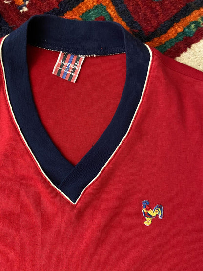 Vintage 1980s Red V-Neck T-Shirt
