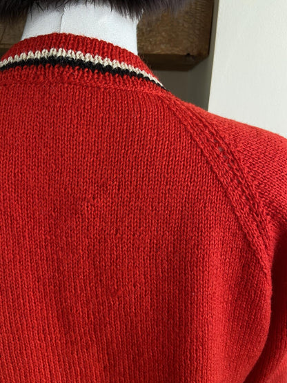 Vintage 1970s Red Nordic Patterned Jumper