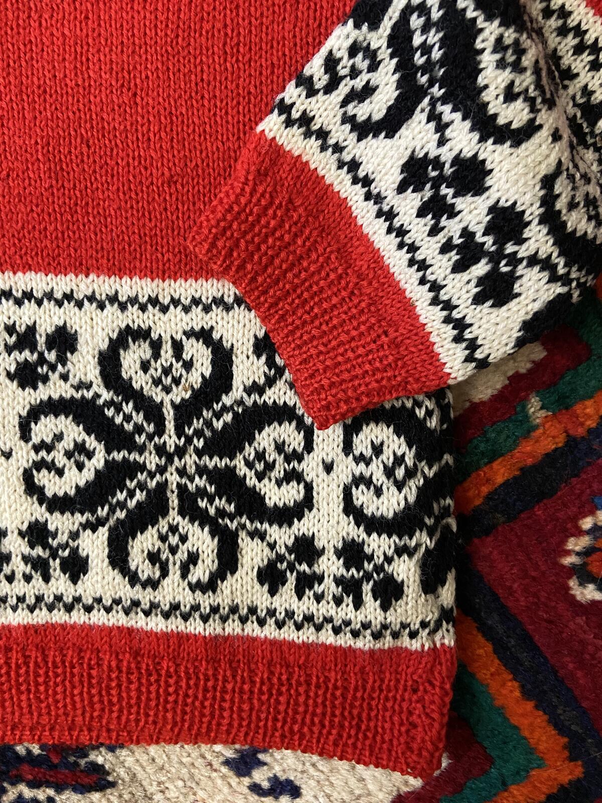 Vintage 1970s Red Nordic Patterned Jumper