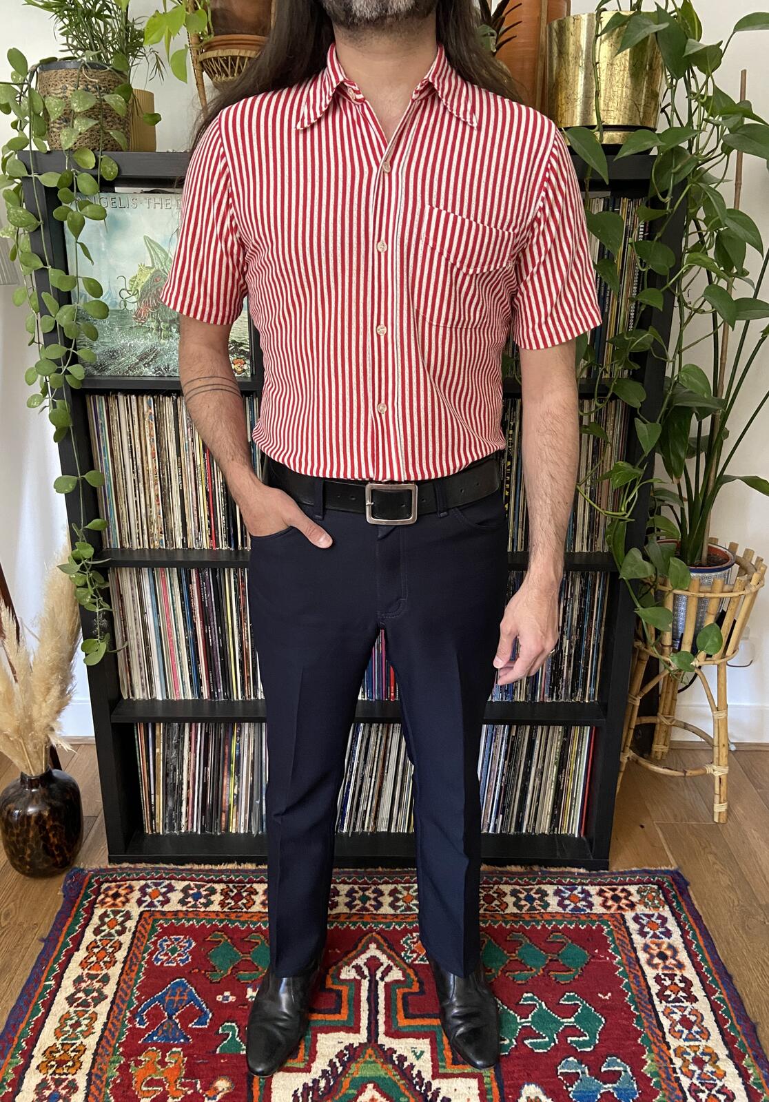 Vintage 1970s Red & White Striped Shirt