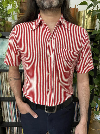 Vintage 1970s Red & White Striped Shirt