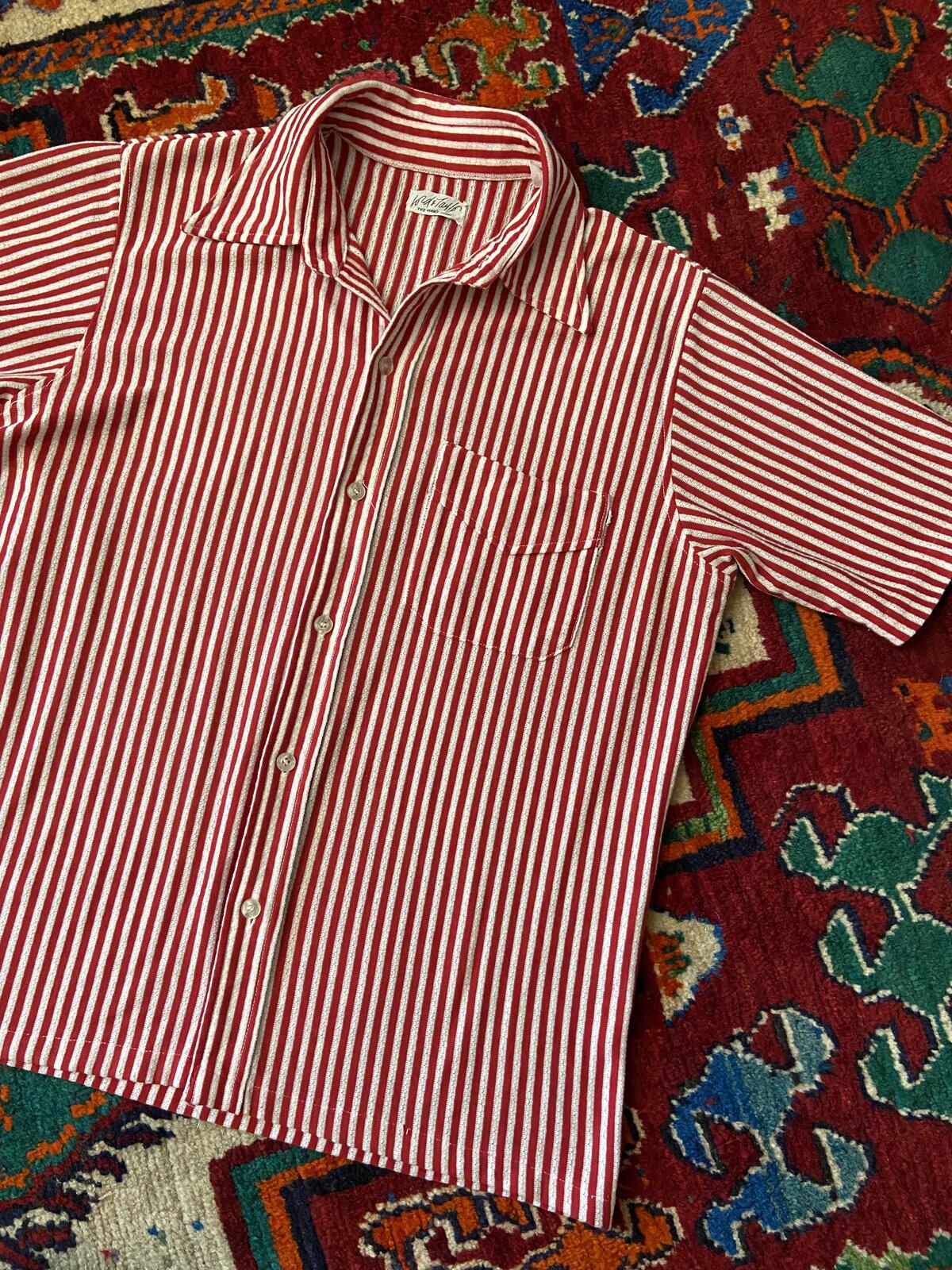 Vintage 1970s Red & White Striped Shirt
