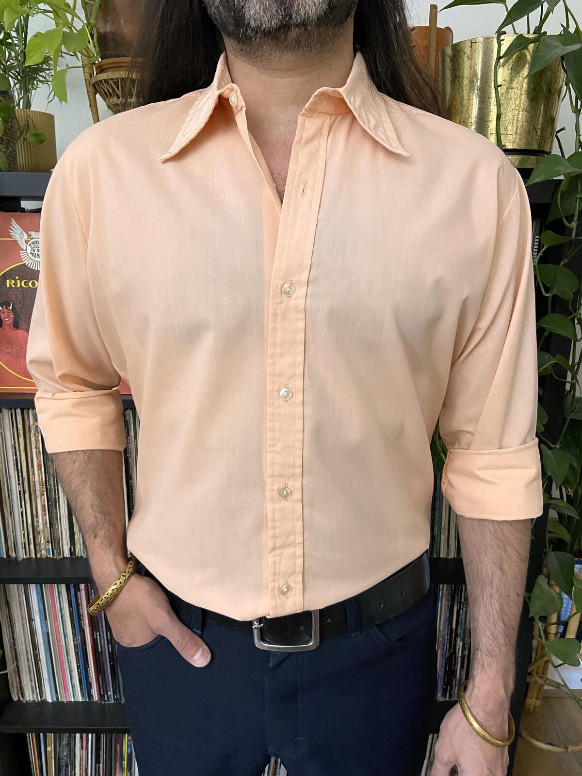 Vintage 1970s Pink Tab Mason Dagger Collar Shirt