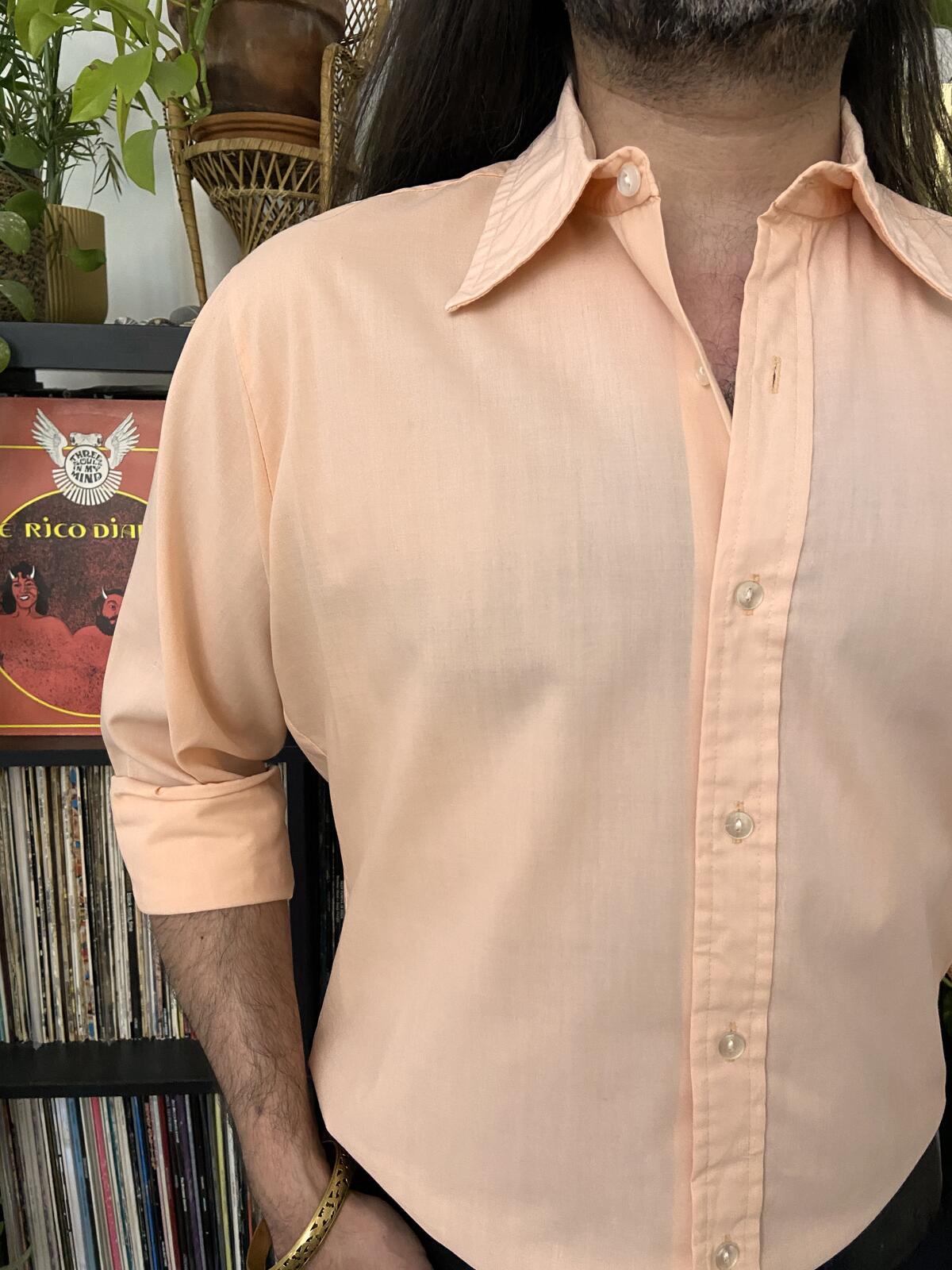 Vintage 1970s Pink Tab Mason Dagger Collar Shirt