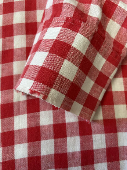 Vintage 1970s Red & White Dagger Collar Gingham Shirt