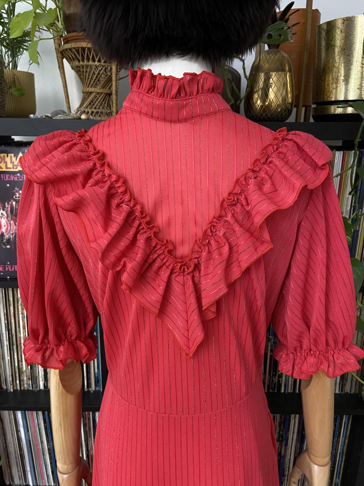 Vintage 1970s Pink Gold Maxi Prairie Dress