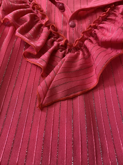 Vintage 1970s Pink Gold Maxi Prairie Dress