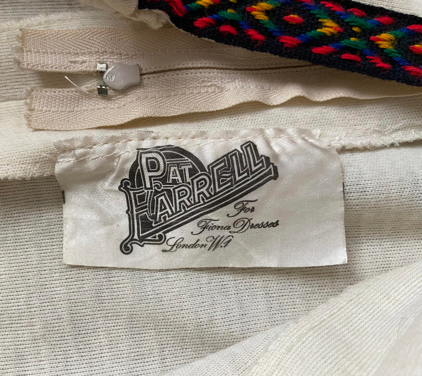 Vintage 1970s Cream Folk Mini Dress