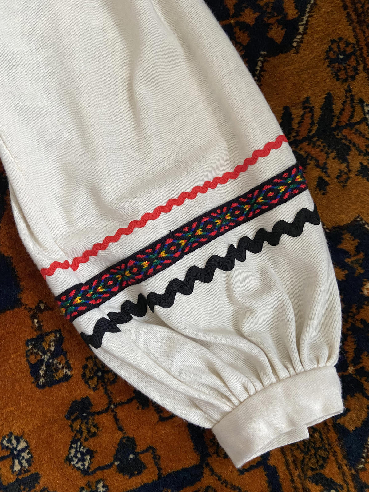 Vintage 1970s Cream Folk Mini Dress