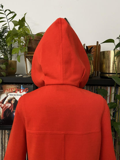 Vintage 1970s Red Hooded Duffle Coat