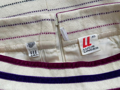 Vintage 1970s Cream Wool Striped Skirt
