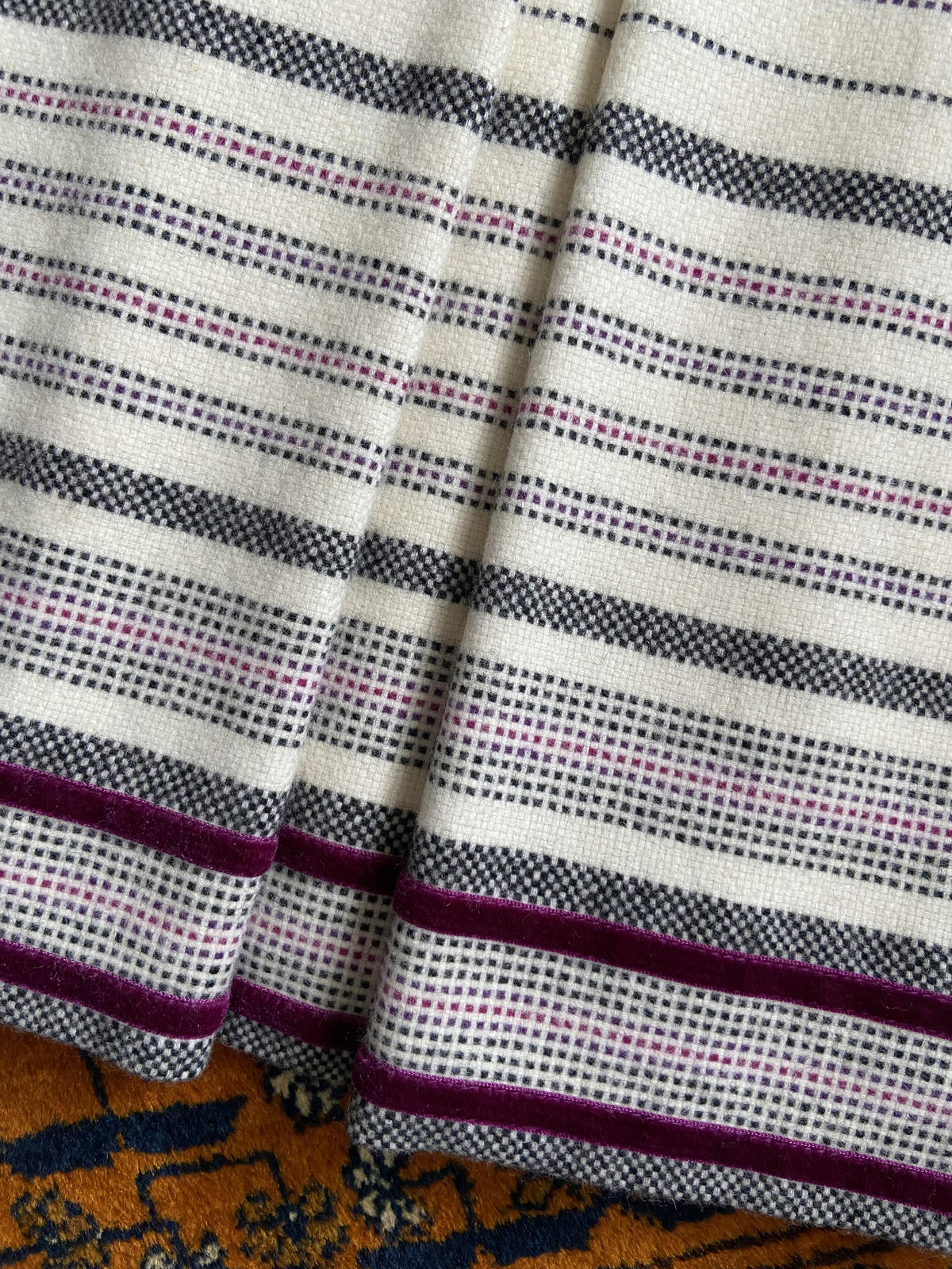Vintage 1970s Cream Wool Striped Skirt