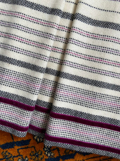 Vintage 1970s Cream Wool Striped Skirt