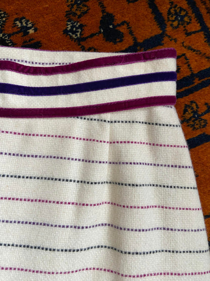 Vintage 1970s Cream Wool Striped Skirt