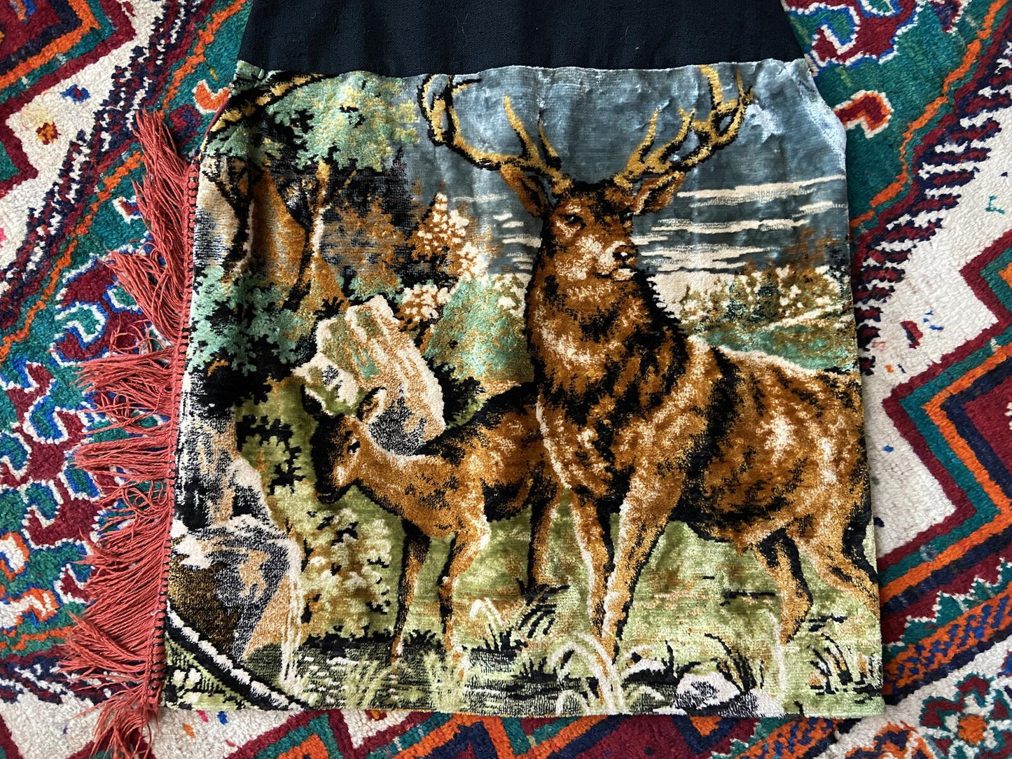 Vintage Deer Tapestry Fringed Waistcoat
