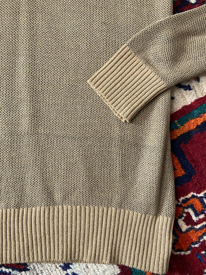 Vintage 1970s Tan V-Neck Jumper
