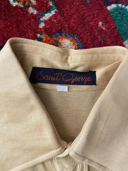 Vintage 1970s Italian Beige Deadstock Shortsleeved Shirt