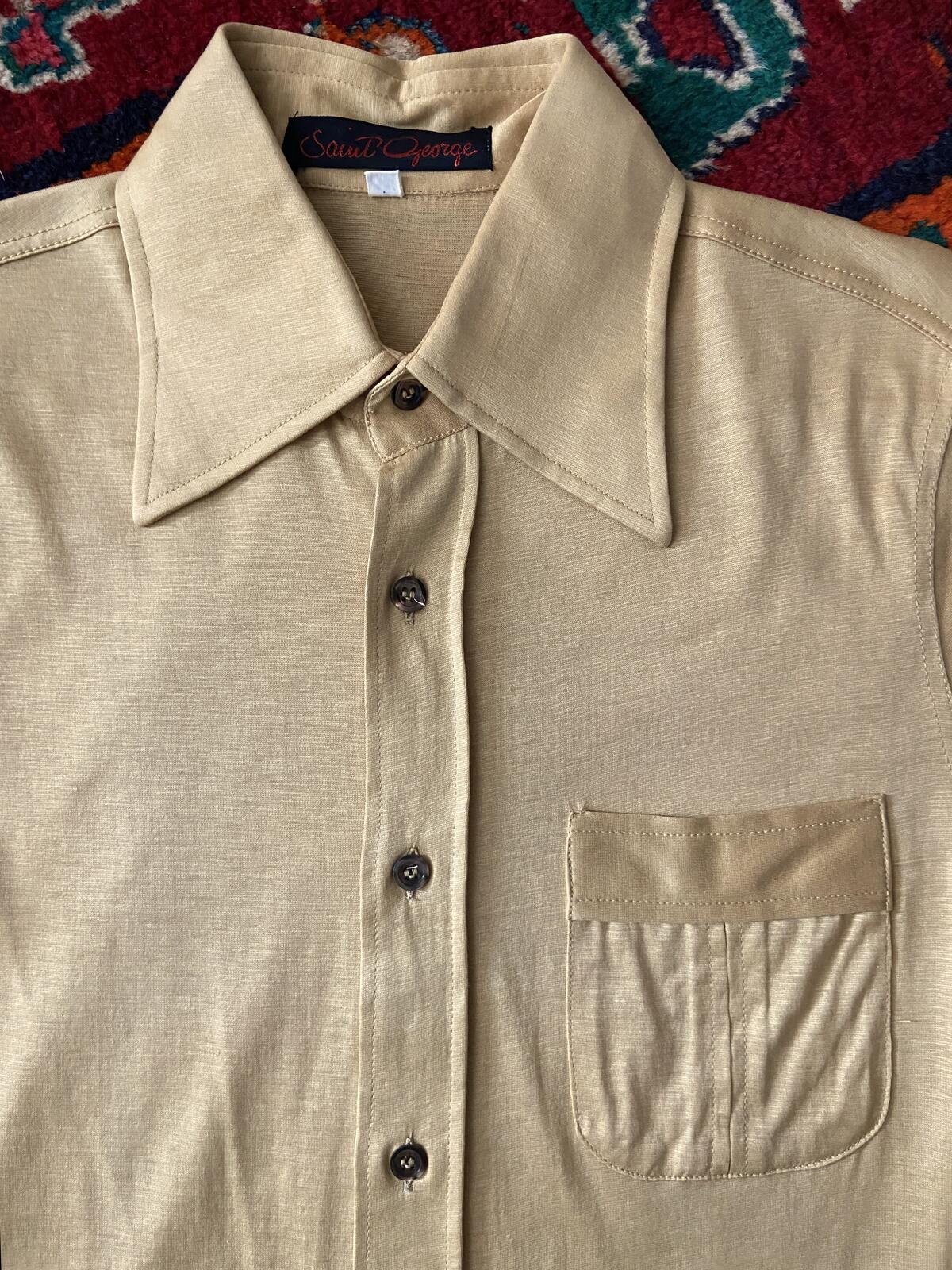 Vintage 1970s Italian Beige Deadstock Shortsleeved Shirt