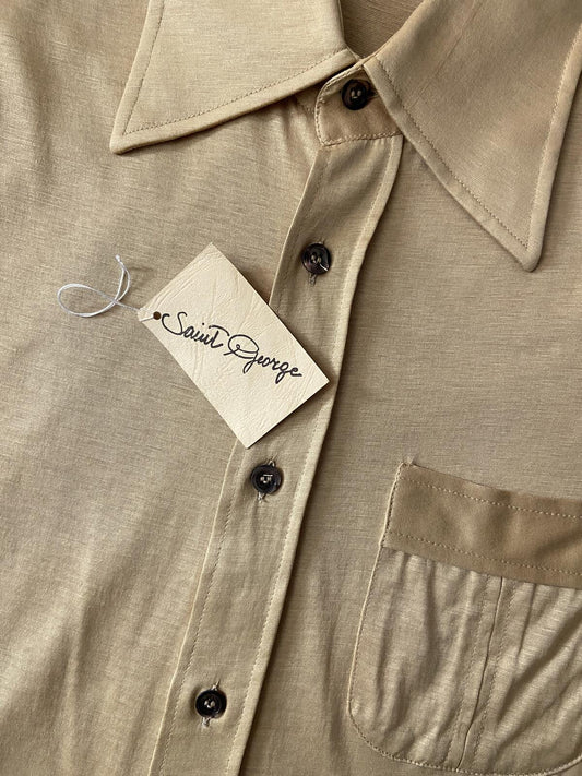 Vintage 1970s Italian Beige Deadstock Shortsleeved Shirt