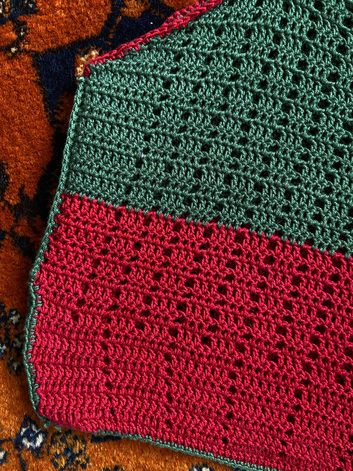 Vintage Green Red Crochet Crop Top