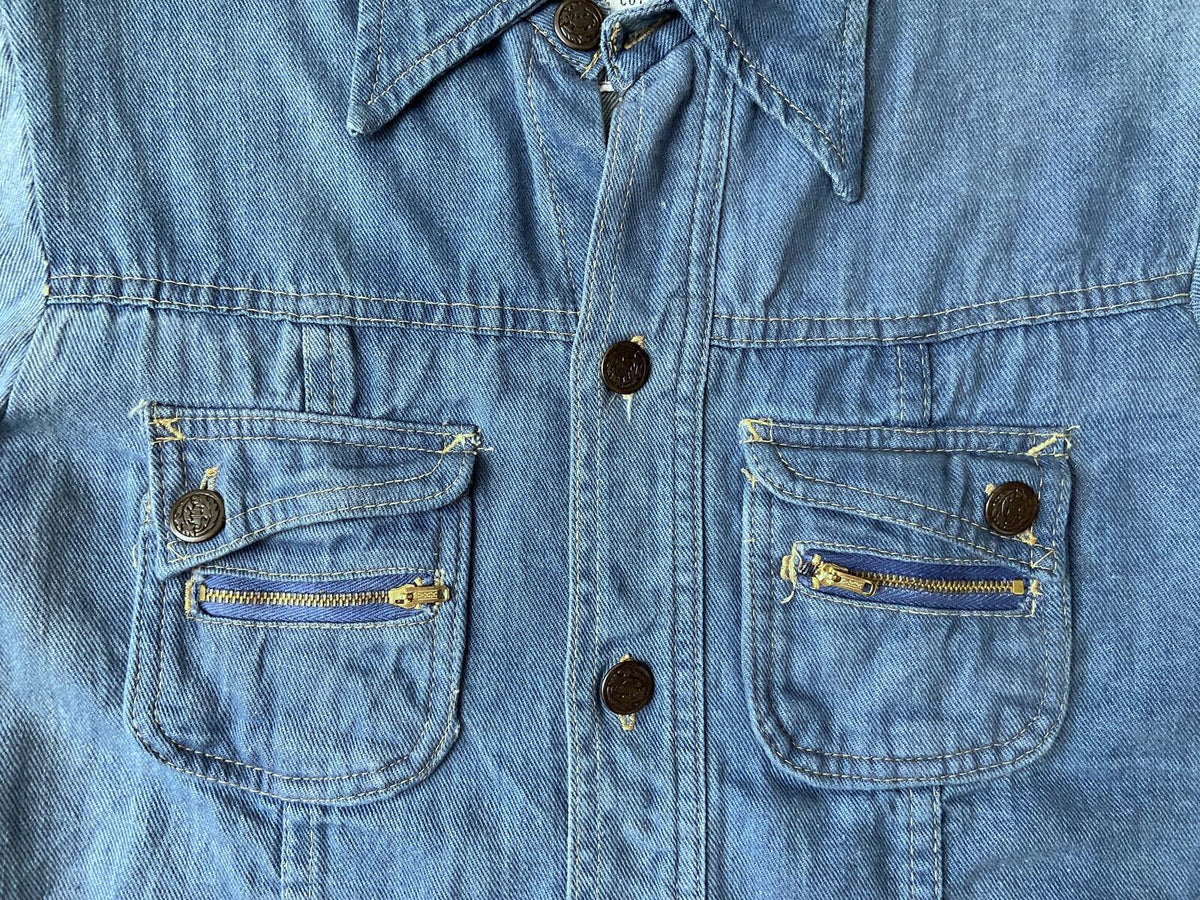 Vintage 1970s Dagger Collar Denim Shirt