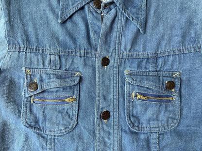 Vintage 1970s Dagger Collar Denim Shirt