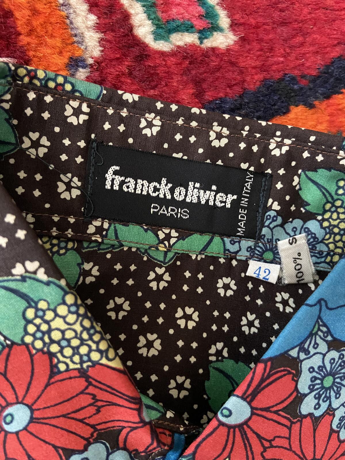 Vintage 1970s Brown Silk Franck Olivier Patterned Shirt