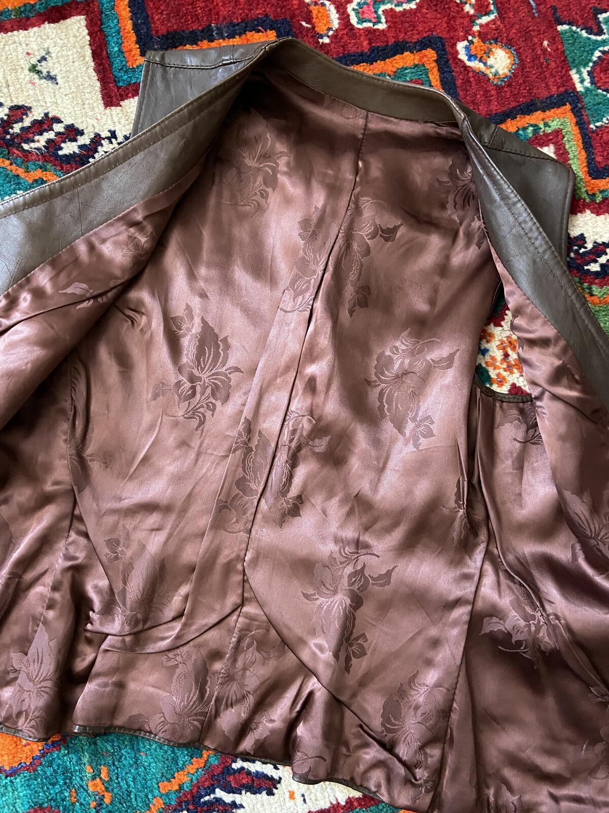 Vintage 1980s Brown Leather Waistcoat