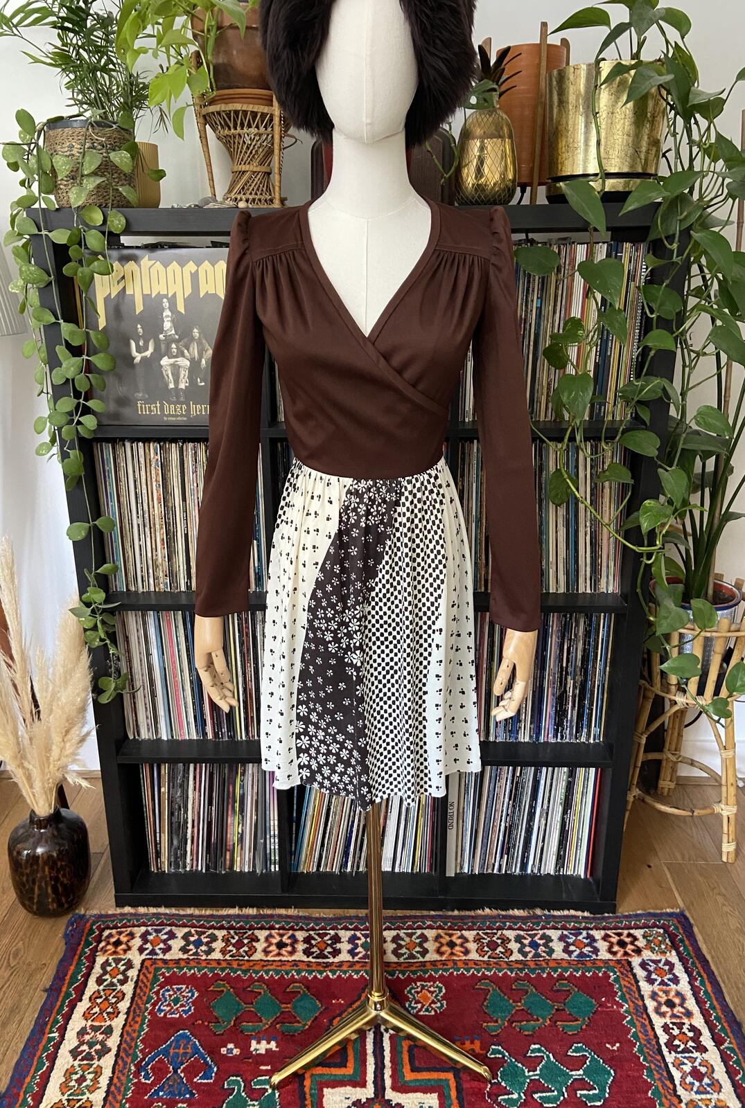 Vintage 1970s Brown Sears Mini Dress