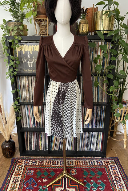 Vintage 1970s Brown Sears Mini Dress