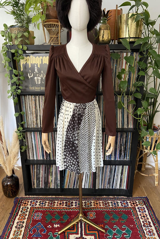 Vintage 1970s Brown Sears Mini Dress