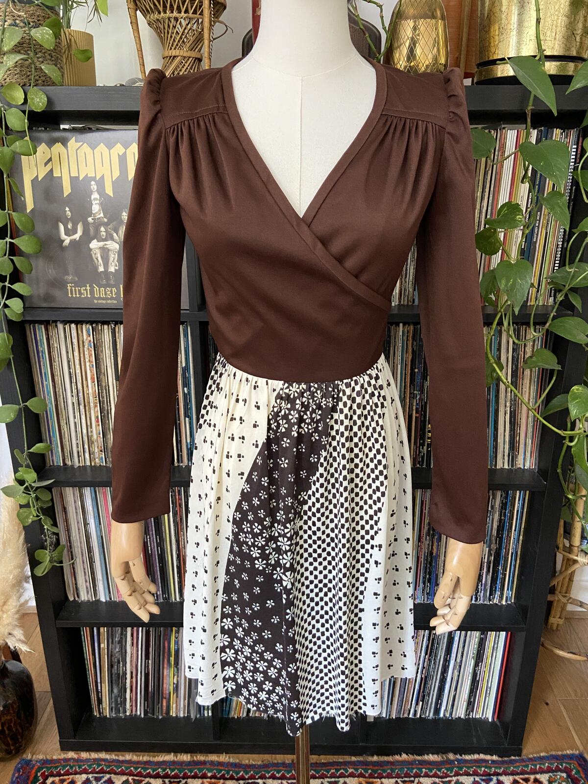Vintage 1970s Brown Sears Mini Dress