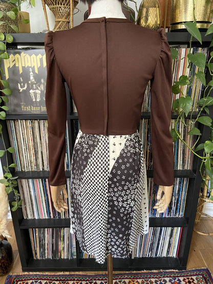 Vintage 1970s Brown Sears Mini Dress